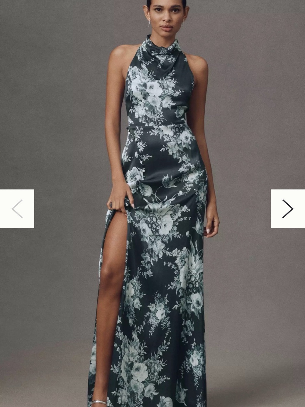 BHLDN Dark Blue Floral Backless Halter Maxi Dress - Picture 2 of 3